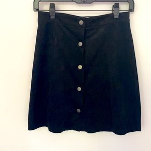 Suede button down black mini skirt from Wilfred